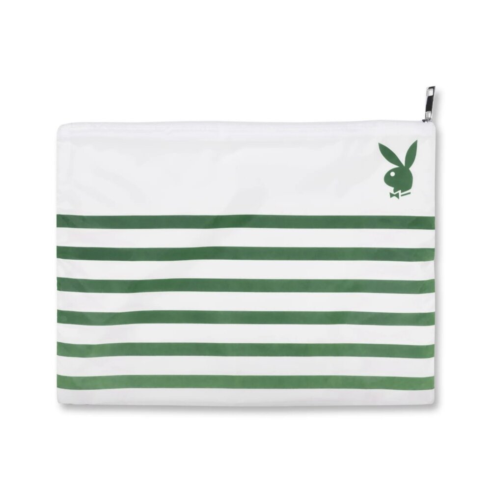 Playboy Striped Waterproof Toiletry Pouch Green